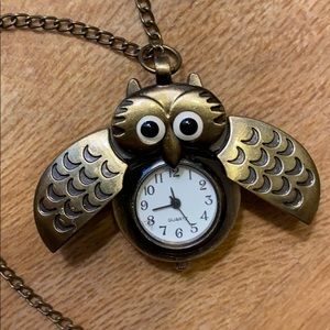 Owl watch necklace long chain